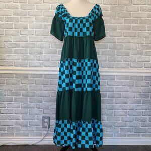 Dressed In LALA Green and Blue Checkered Dress